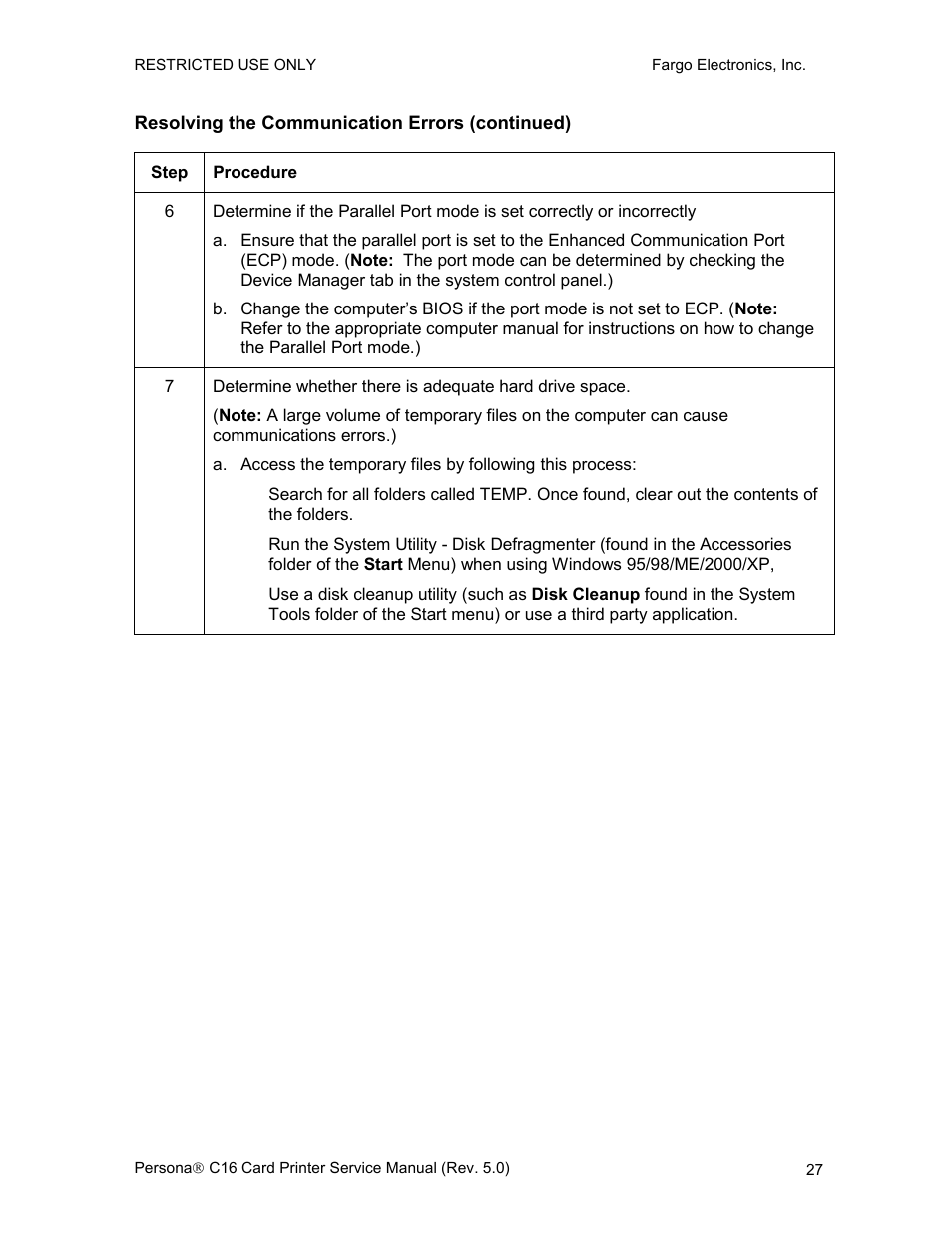 Resolving the communication errors (continued) | FARGO electronic C16 User Manual | Page 36 / 259