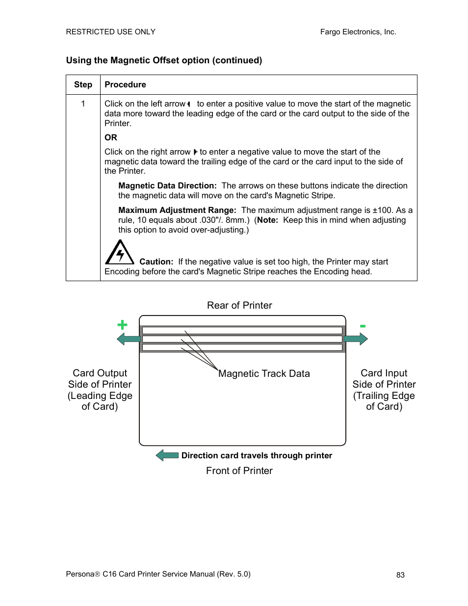 Using the magnetic offset option (continued) | FARGO electronic C16 User Manual | Page 92 / 259