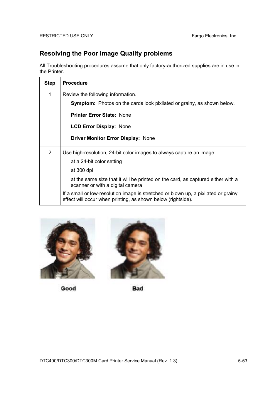 Resolving the poor image quality problems | FARGO electronic DTC300 User Manual | Page 126 / 446