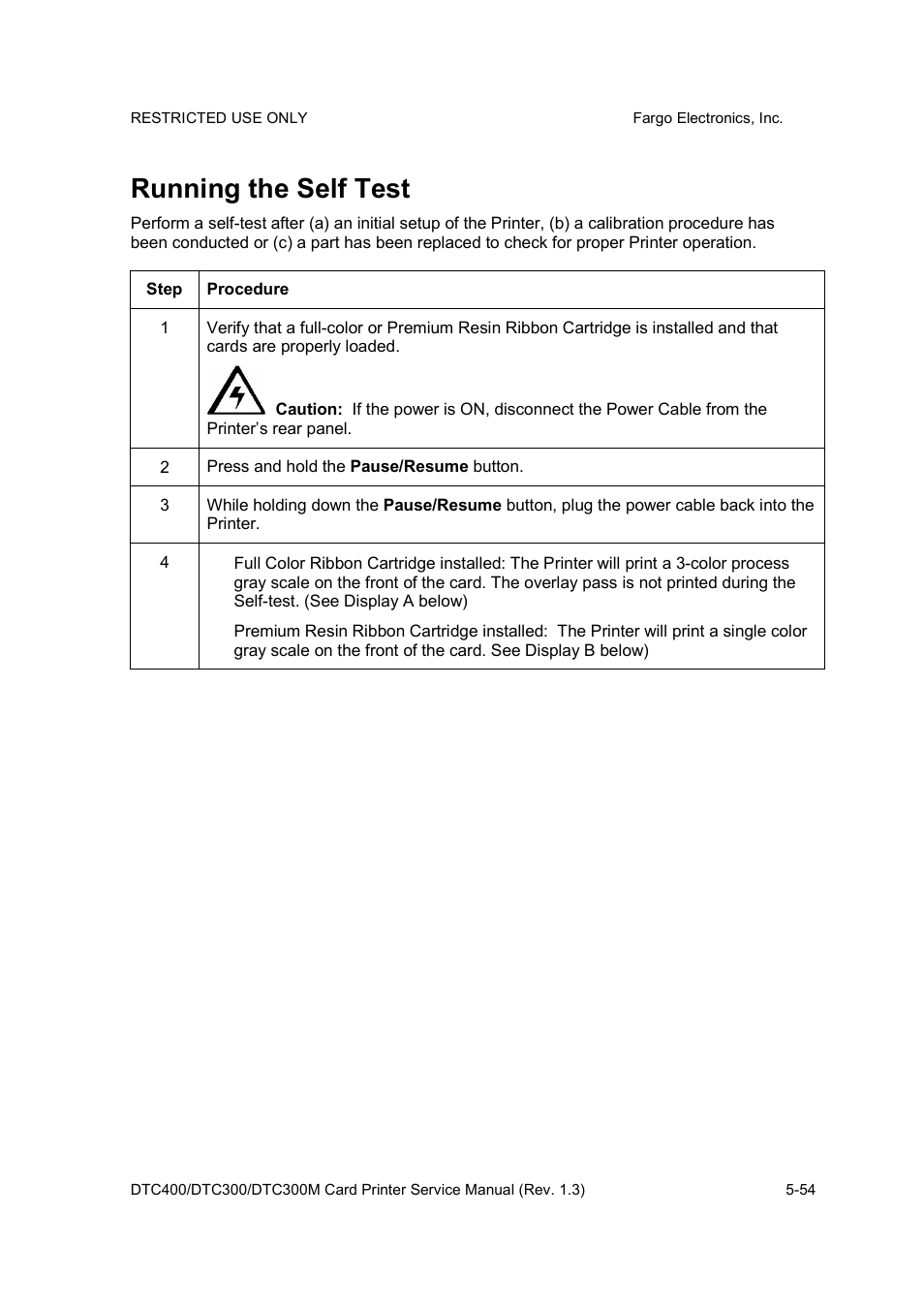 Running the self test | FARGO electronic DTC300 User Manual | Page 127 / 446