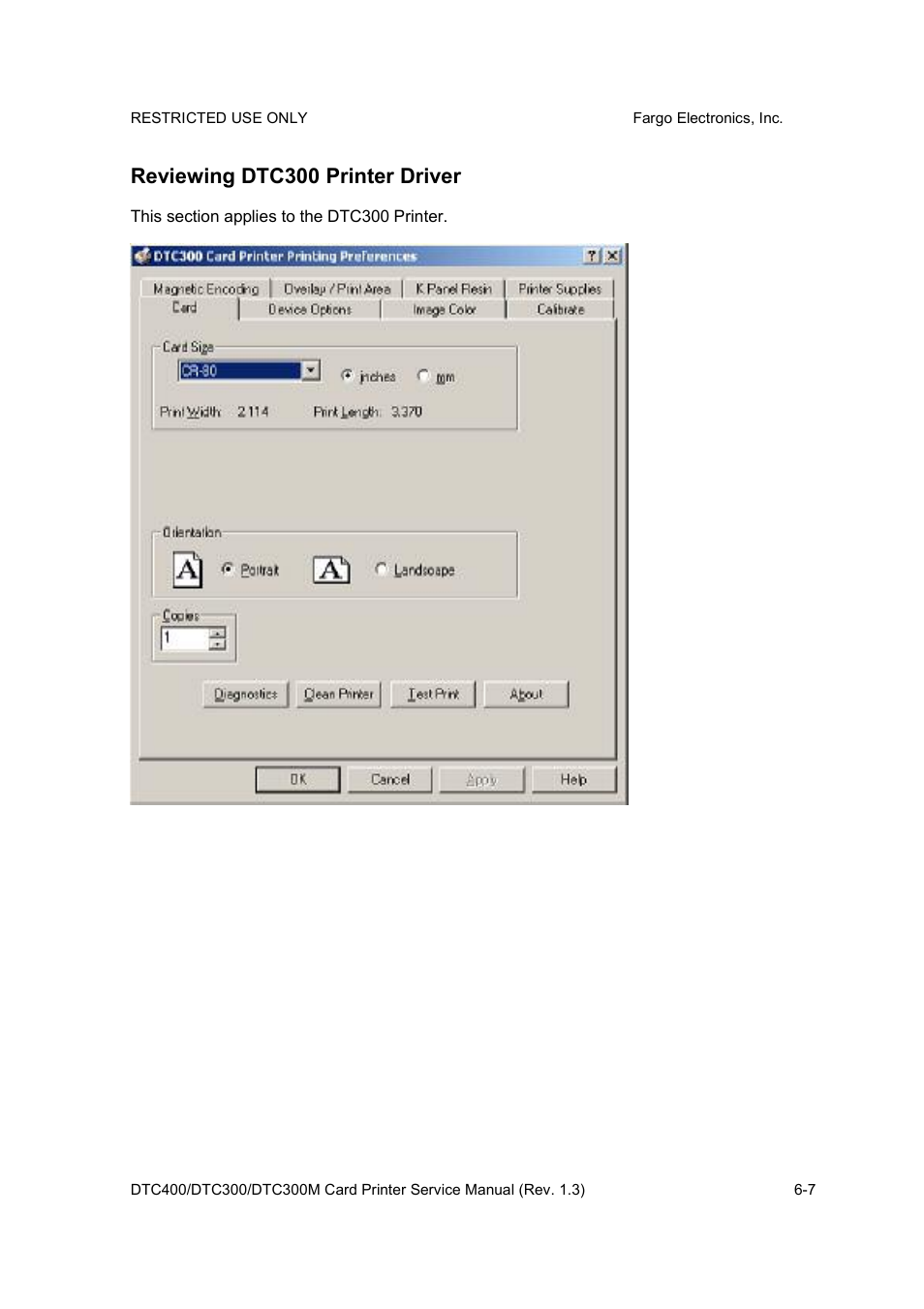 Reviewing dtc300 printer driver | FARGO electronic DTC300 User Manual | Page 136 / 446