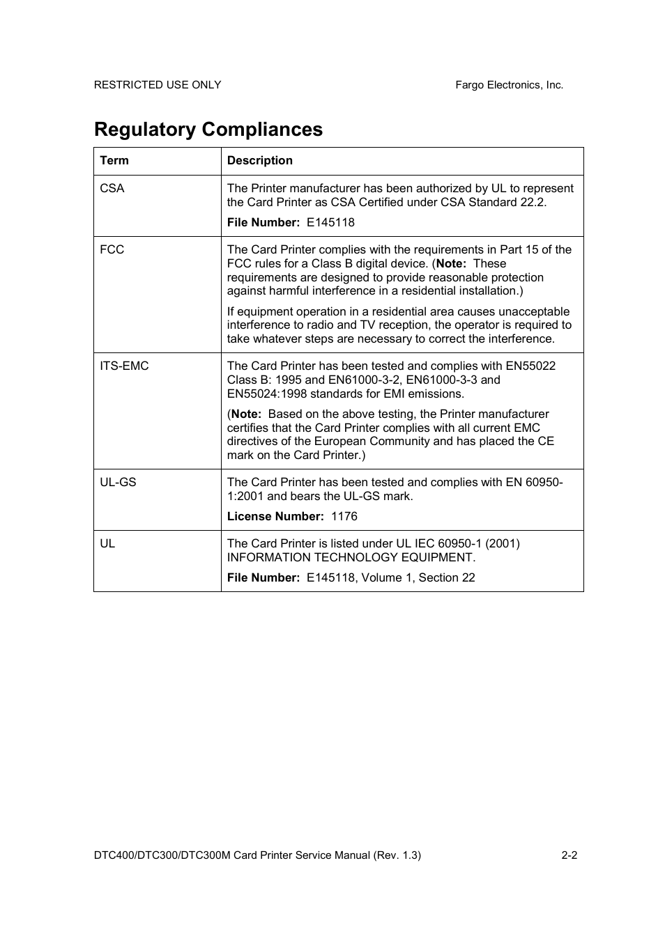 Regulatory compliances | FARGO electronic DTC300 User Manual | Page 17 / 446