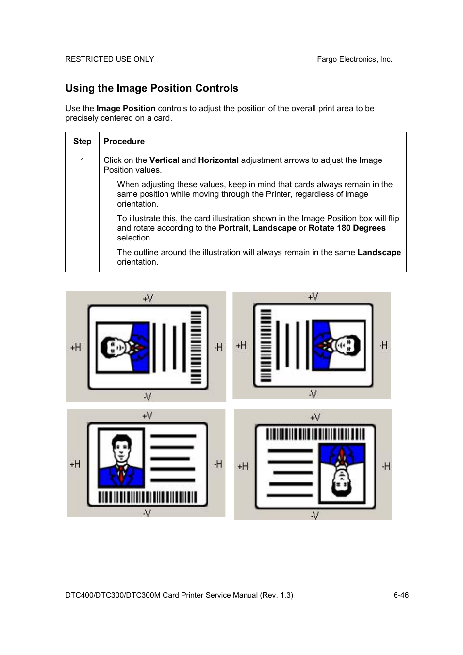 Using the image position controls | FARGO electronic DTC300 User Manual | Page 175 / 446