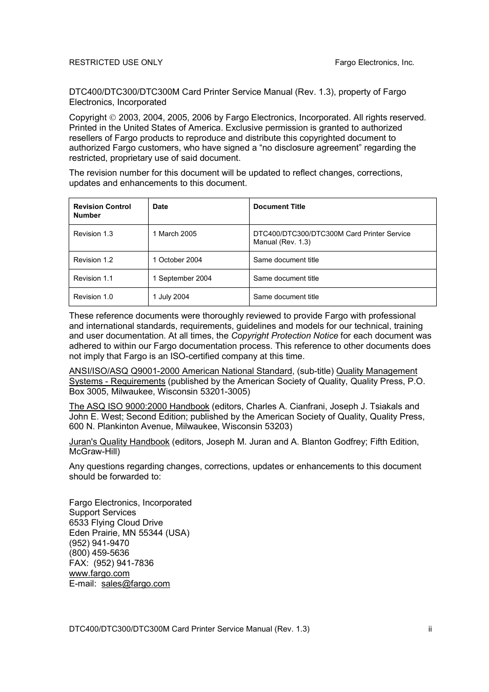 FARGO electronic DTC300 User Manual | Page 2 / 446