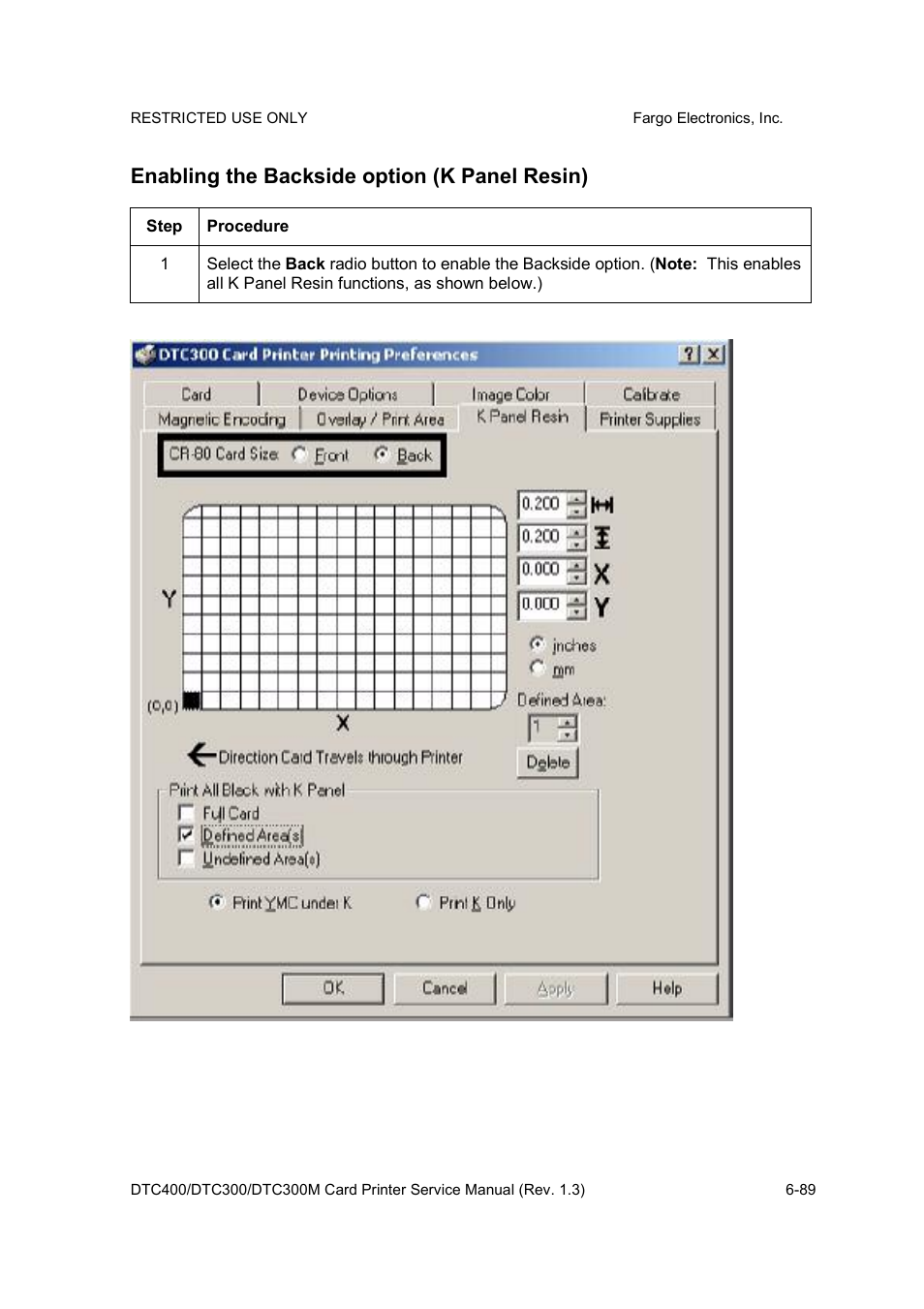 Enabling the backside option (k panel resin) | FARGO electronic DTC300 User Manual | Page 218 / 446