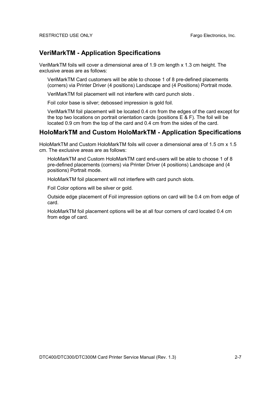 Verimarktm - application specifications | FARGO electronic DTC300 User Manual | Page 22 / 446