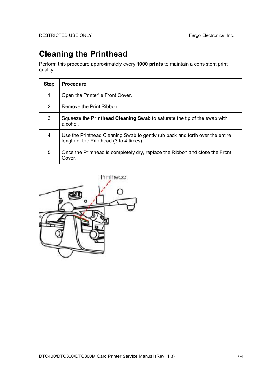 Cleaning the printhead | FARGO electronic DTC300 User Manual | Page 250 / 446