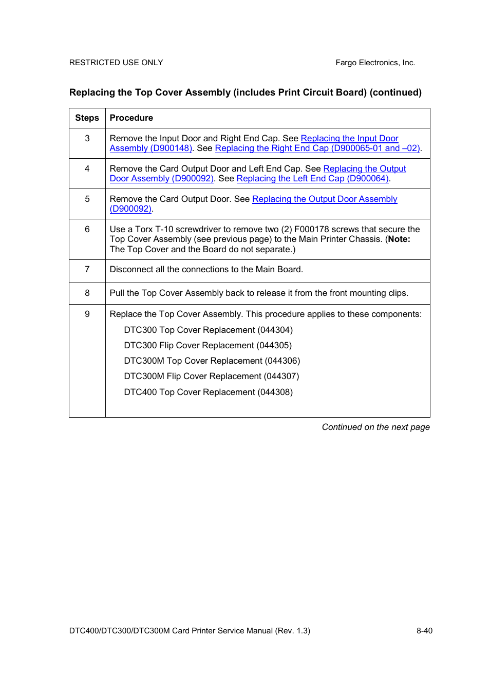 FARGO electronic DTC300 User Manual | Page 294 / 446