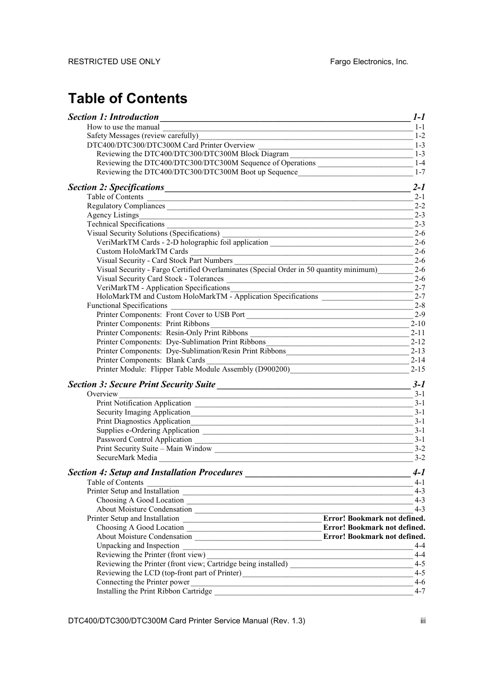FARGO electronic DTC300 User Manual | Page 3 / 446