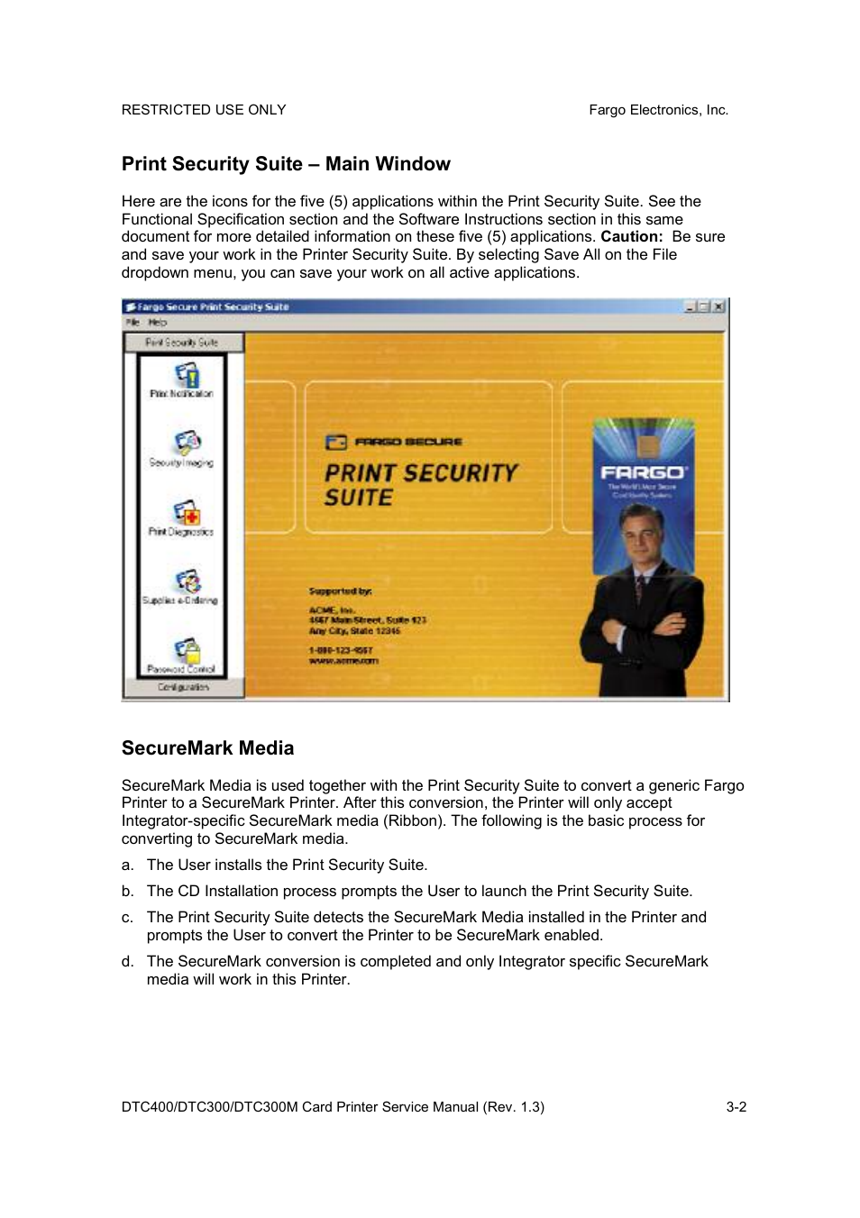 Print security suite – main window, Securemark media | FARGO electronic DTC300 User Manual | Page 32 / 446