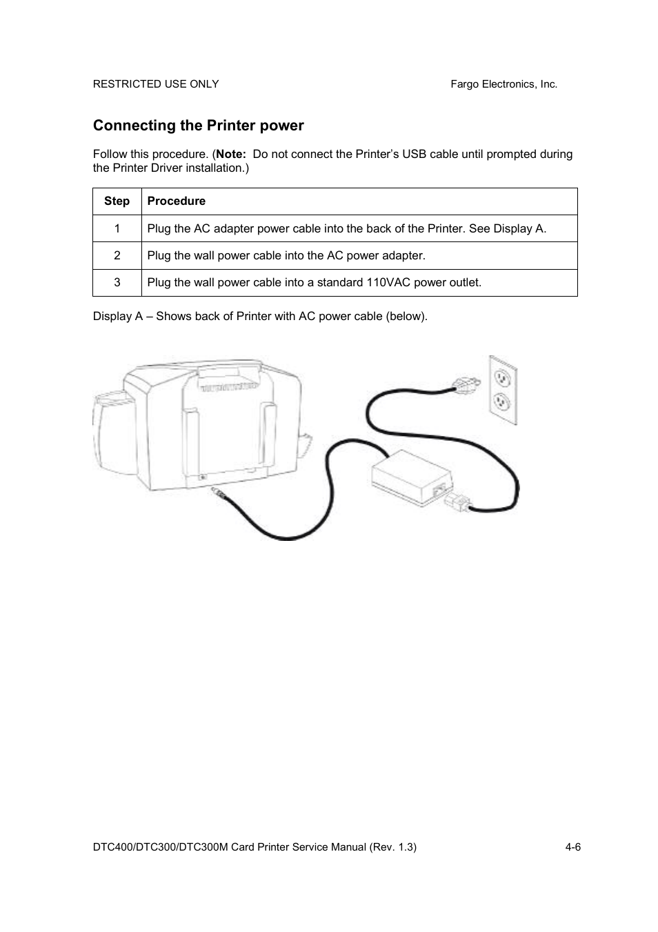 Connecting the printer power | FARGO electronic DTC300 User Manual | Page 38 / 446