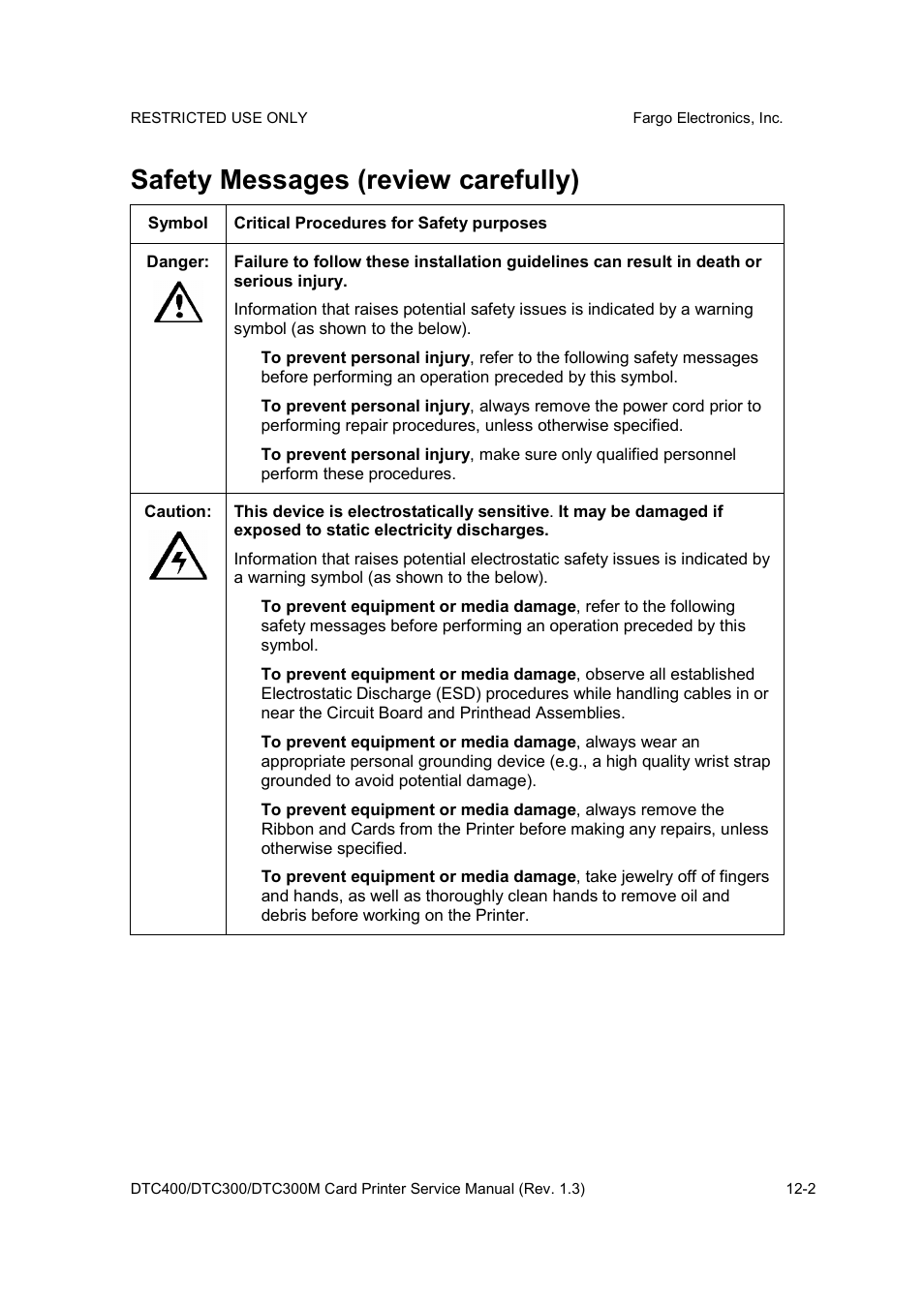 Safety messages (review carefully) | FARGO electronic DTC300 User Manual | Page 400 / 446