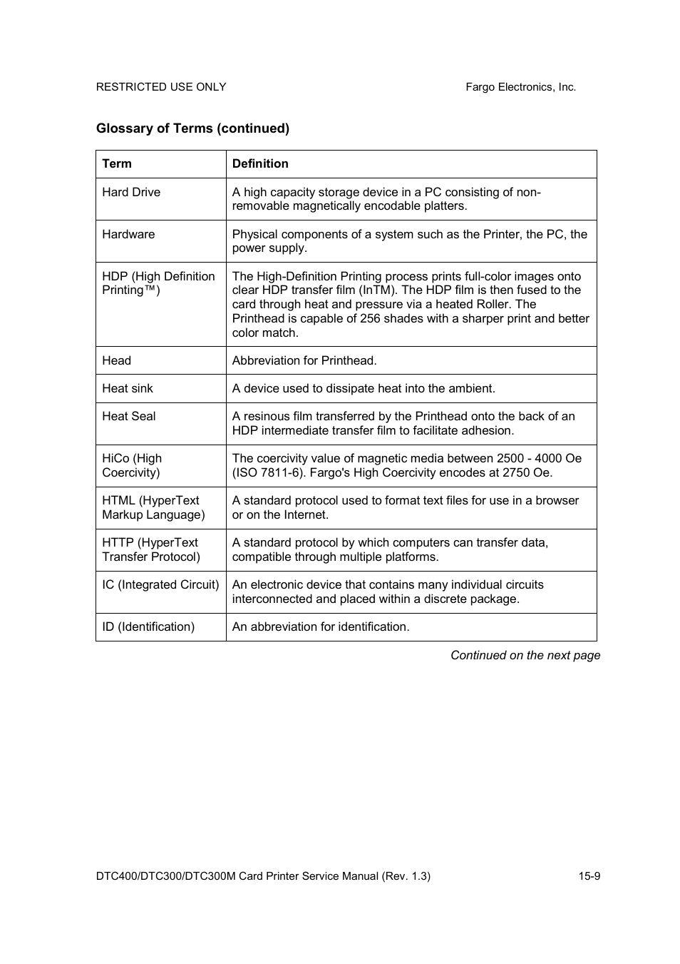 FARGO electronic DTC300 User Manual | Page 430 / 446