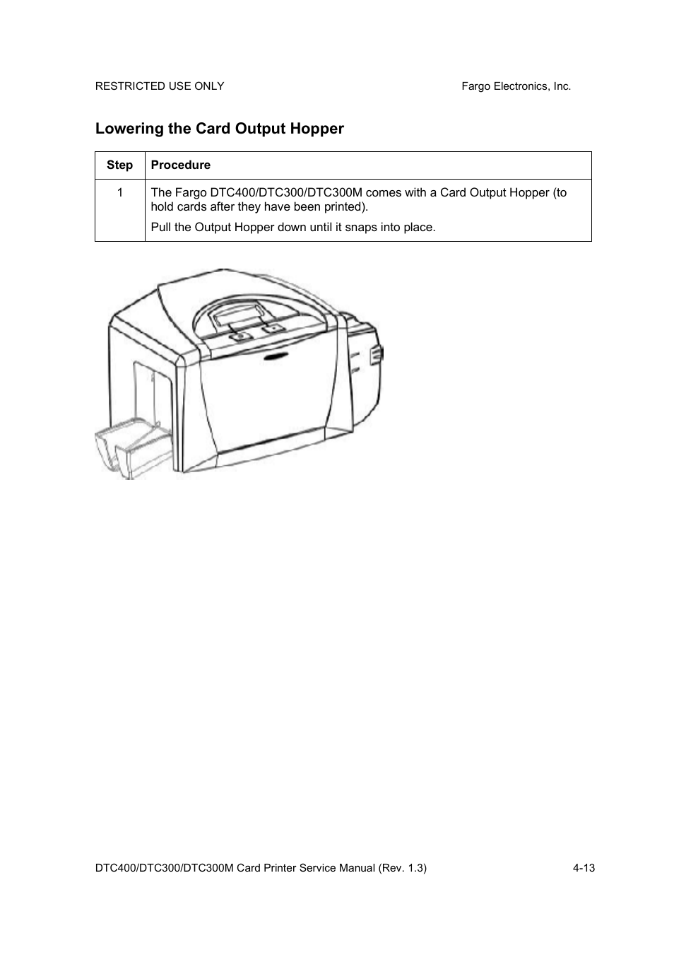 Lowering the card output hopper | FARGO electronic DTC300 User Manual | Page 45 / 446