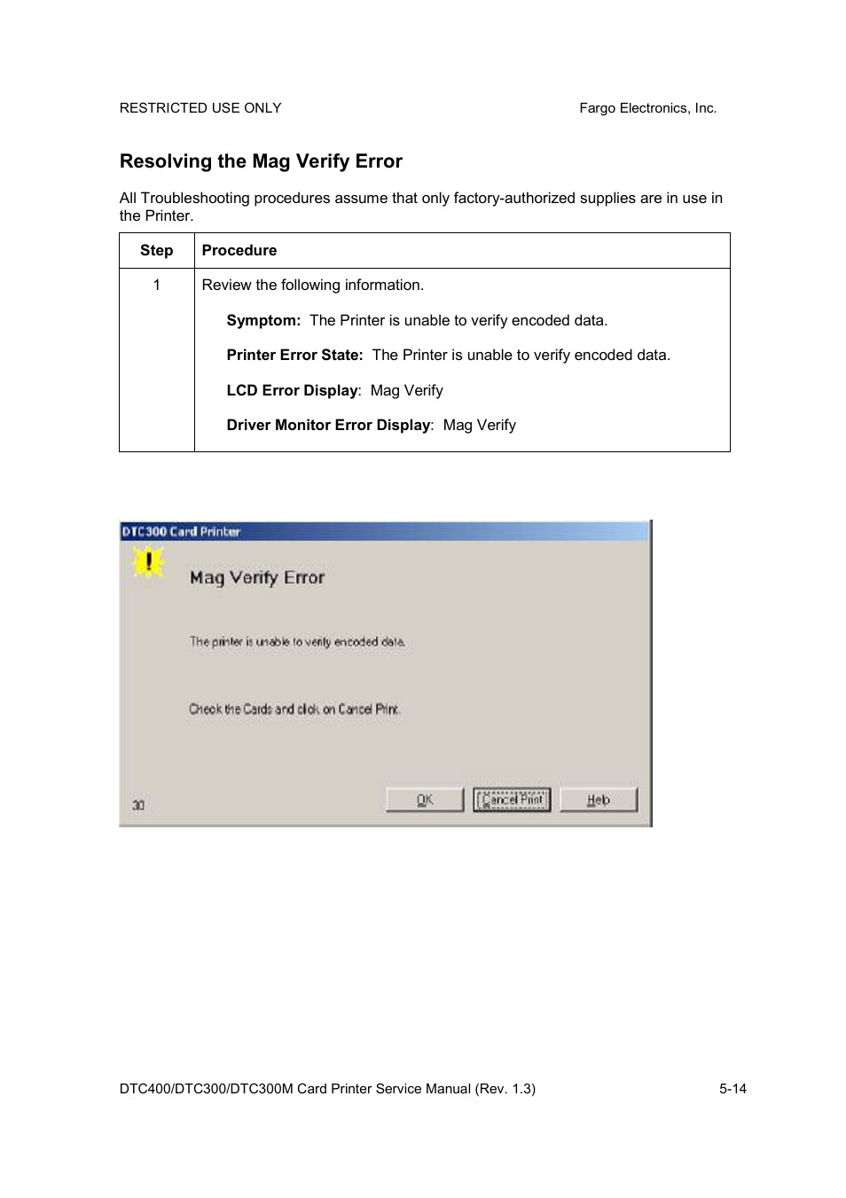 Resolving the mag verify error | FARGO electronic DTC300 User Manual | Page 87 / 446