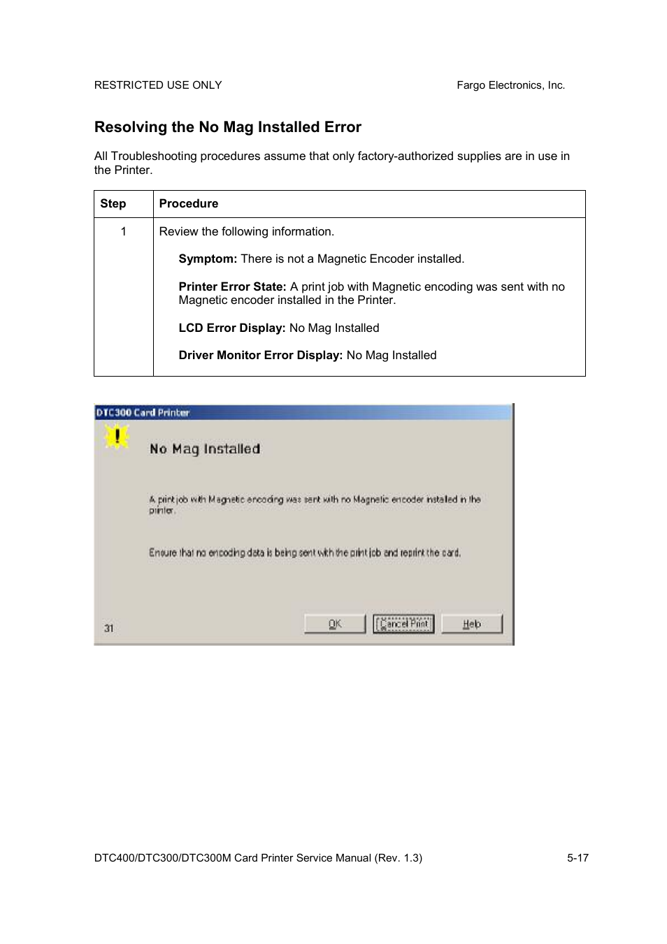 Resolving the no mag installed error | FARGO electronic DTC300 User Manual | Page 90 / 446