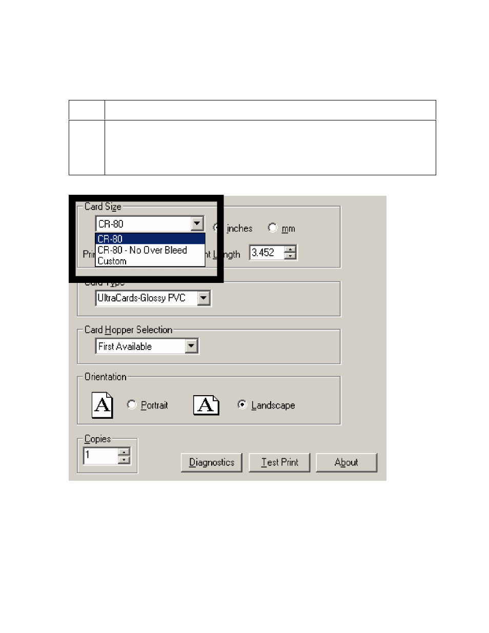 Selecting the custom card size -16, Selecting the custom card size | FARGO electronic HDP600 User Manual | Page 227 / 371