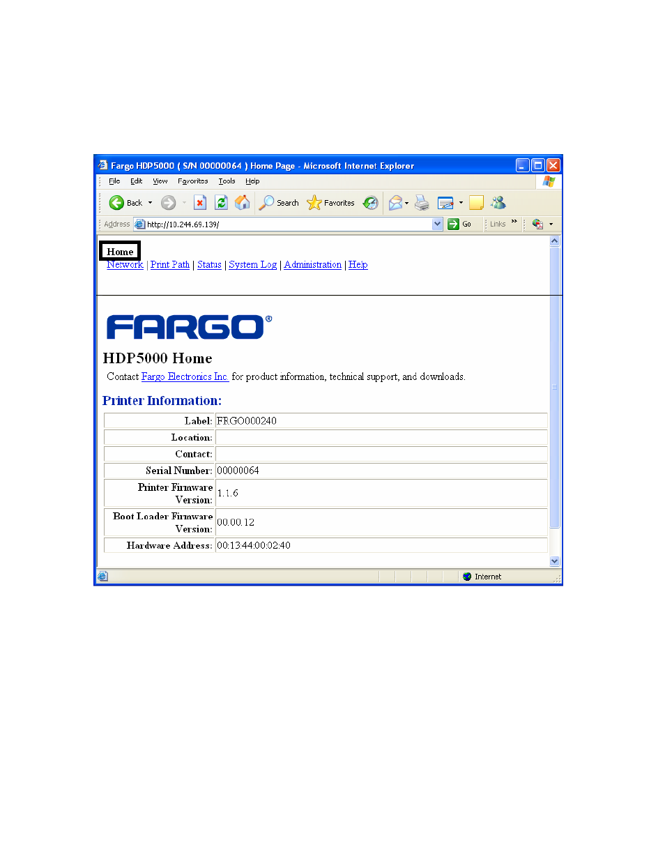 Reviewing the home page | FARGO electronic HDP5000 User Manual | Page 144 / 401