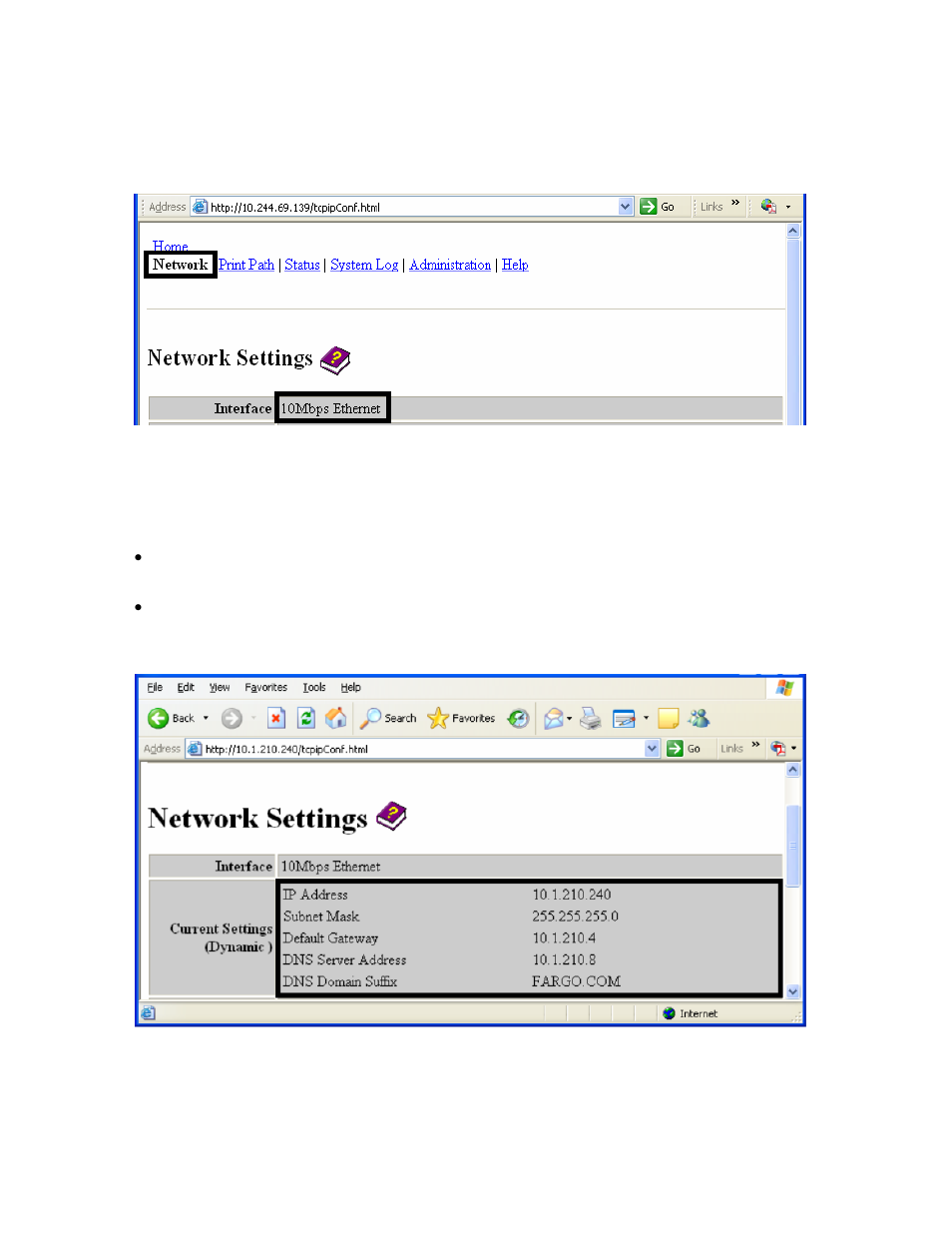 Reviewing the interface, Reviewing the current settings, Reviewing the interface -18 | Reviewing the current settings -18, Switching to the, Automatic ip address mode | FARGO electronic HDP5000 User Manual | Page 147 / 401