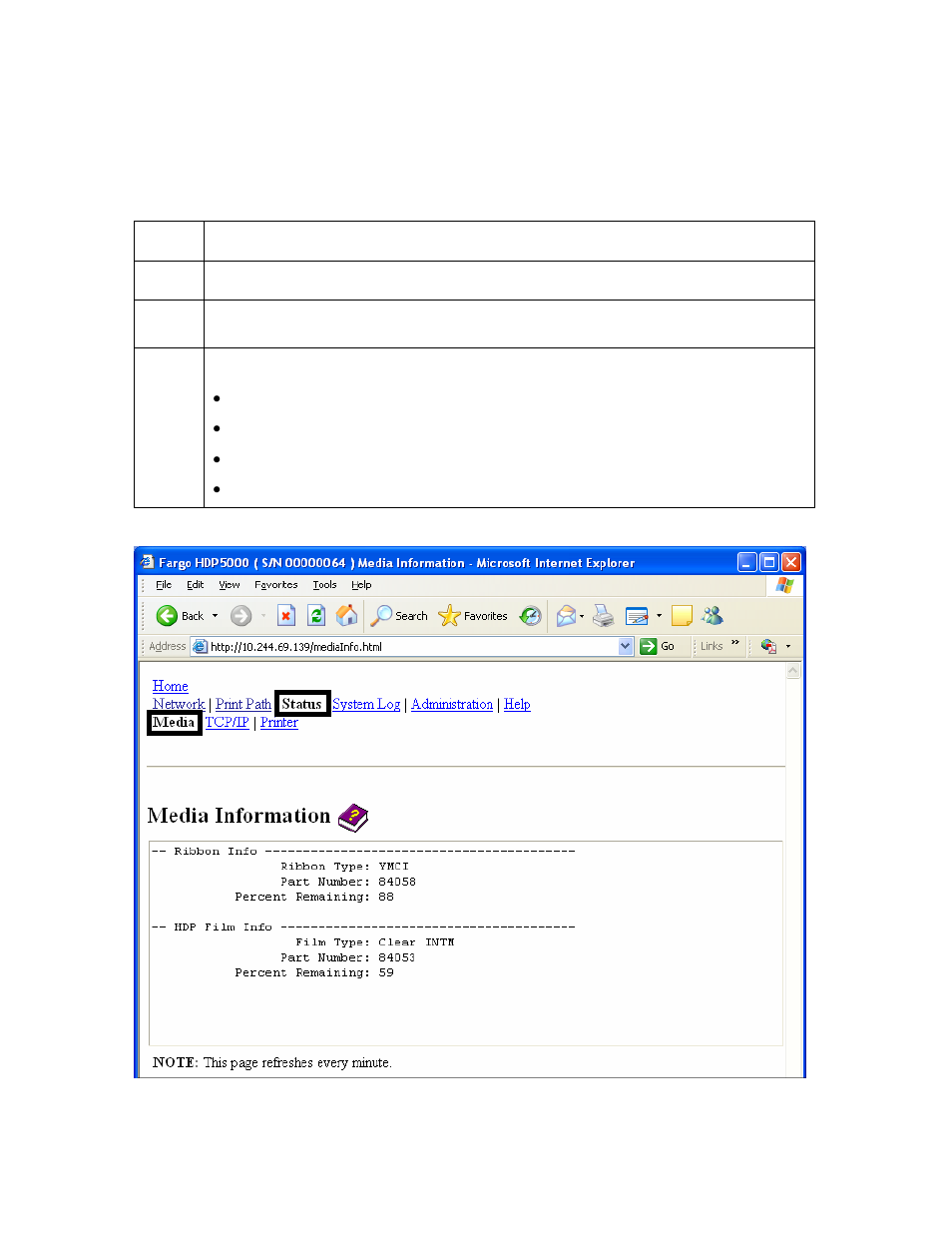 Using the media information page | FARGO electronic HDP5000 User Manual | Page 152 / 401