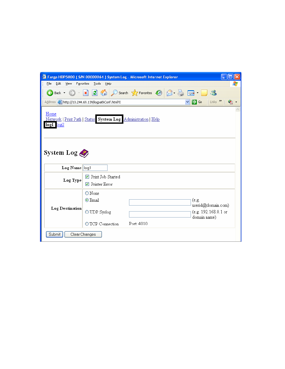 Using the system log page | FARGO electronic HDP5000 User Manual | Page 157 / 401