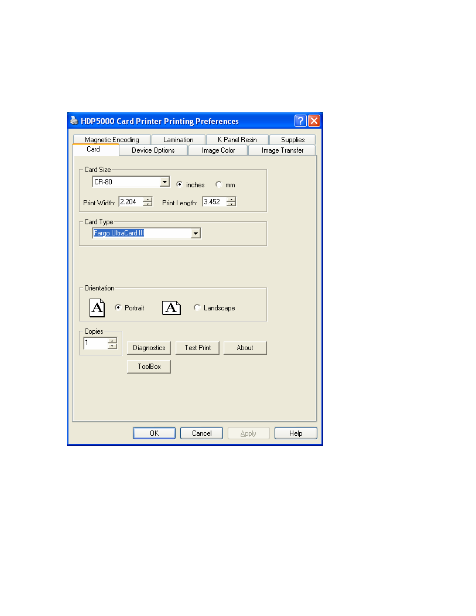 Using the card tab, Using the card tab -11 | FARGO electronic HDP5000 User Manual | Page 216 / 401