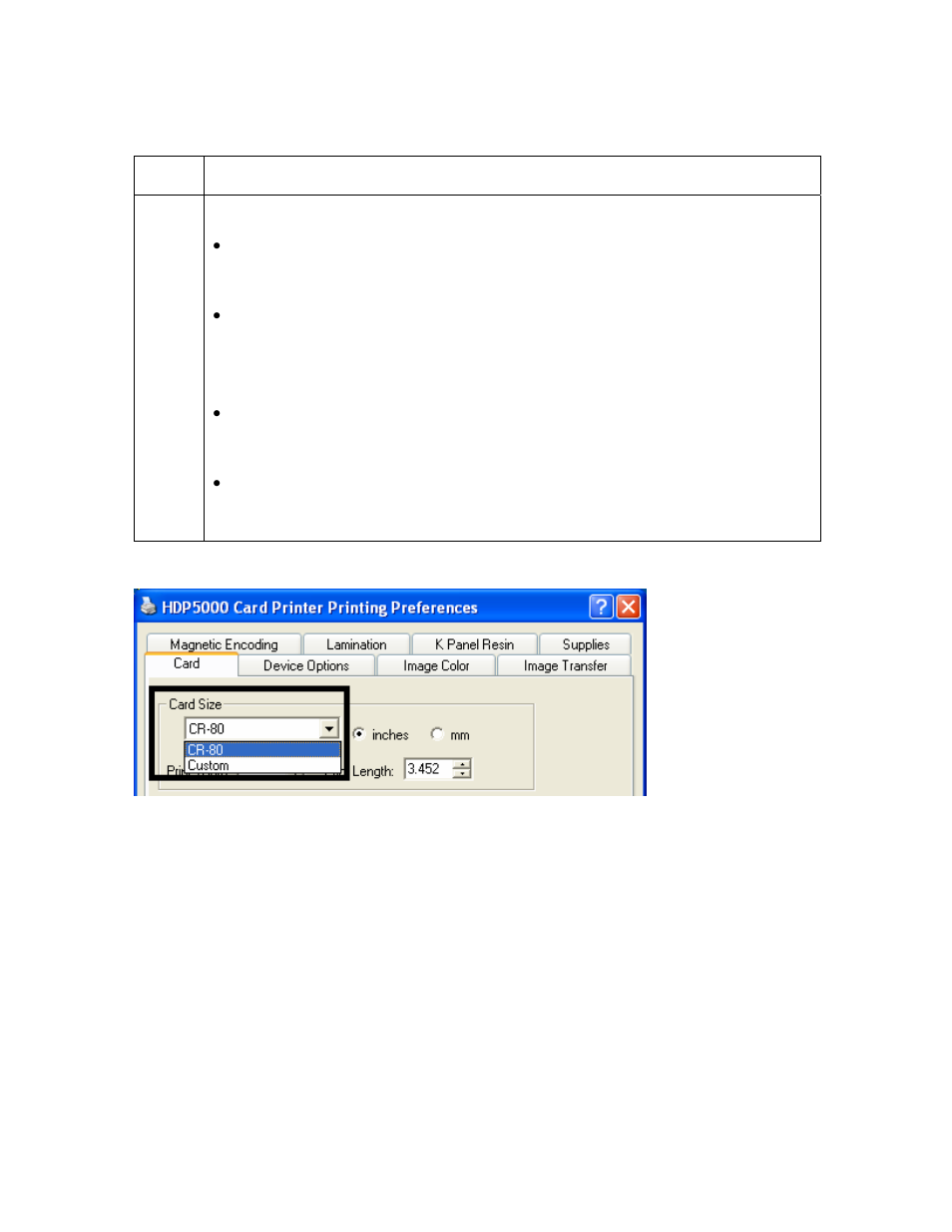 Selecting the card size, Selecting the card size -12 | FARGO electronic HDP5000 User Manual | Page 217 / 401