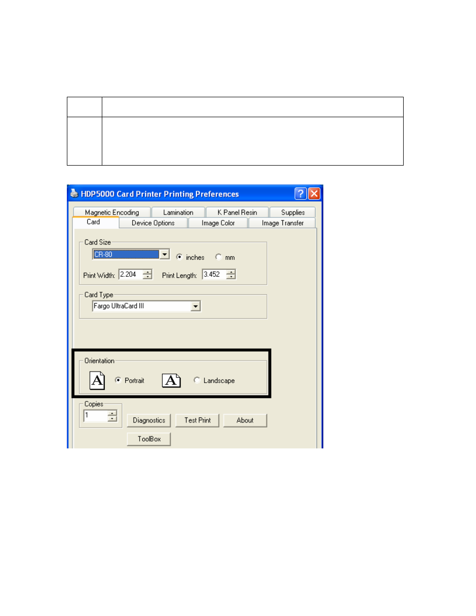 Setting the orientation, Setting the orientation -17 | FARGO electronic HDP5000 User Manual | Page 222 / 401