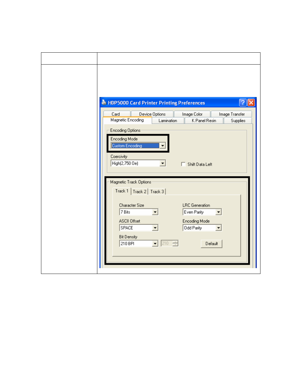 Using the encoding mode dropdown list (continued) | FARGO electronic HDP5000 User Manual | Page 267 / 401