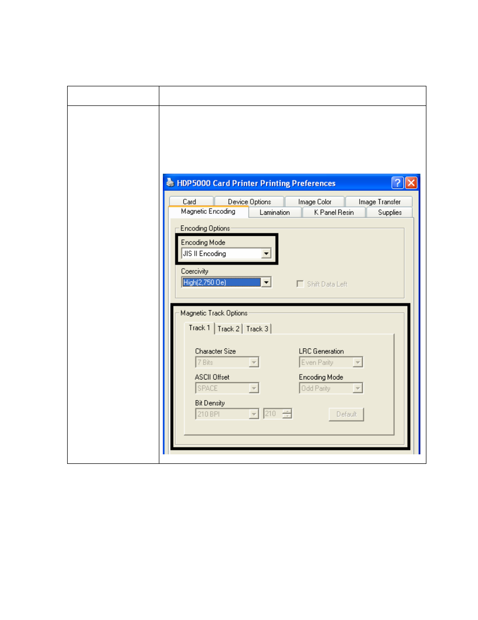 Using the encoding mode dropdown list | FARGO electronic HDP5000 User Manual | Page 270 / 401