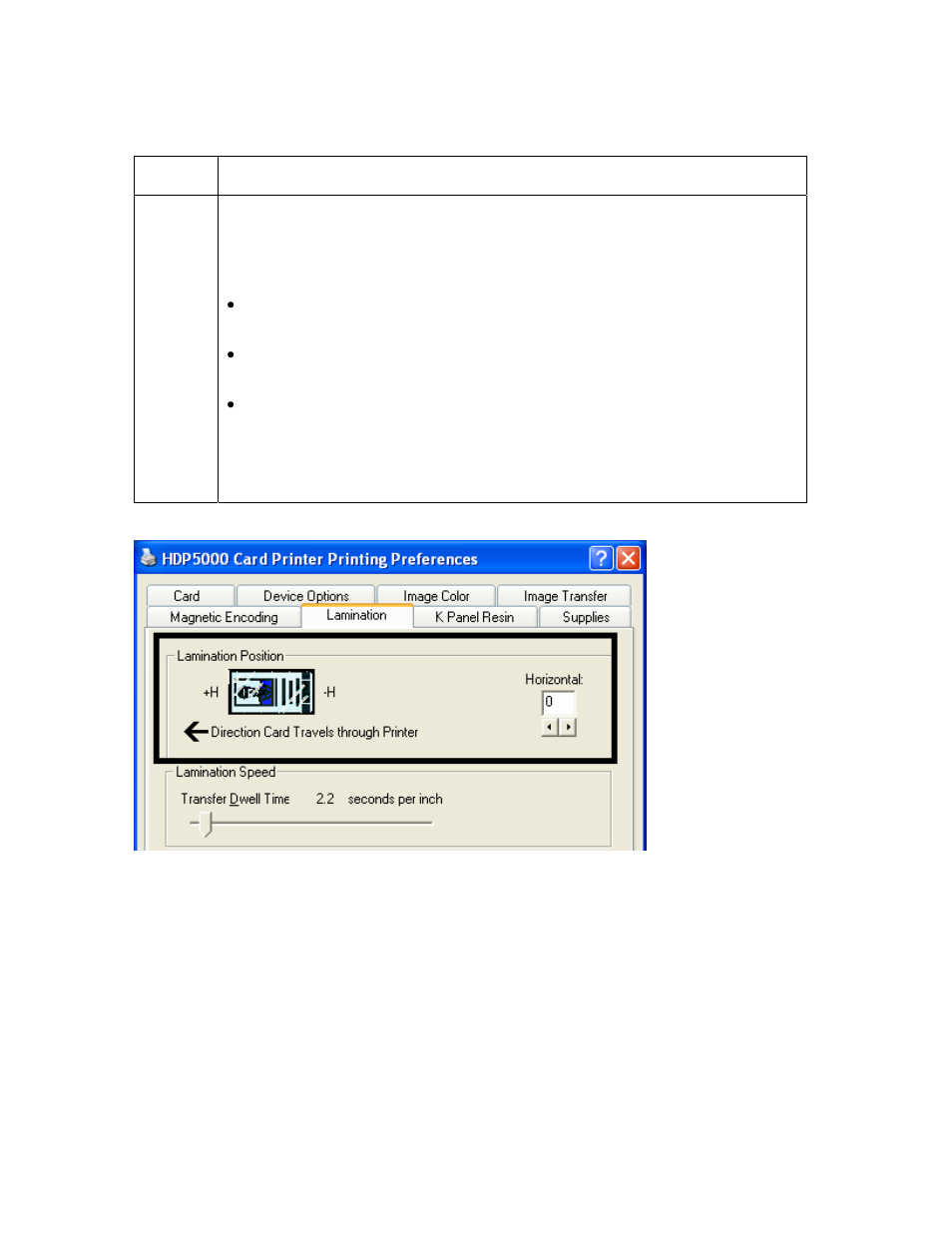 Selecting the lamination position, Selecting the lamination position -83 | FARGO electronic HDP5000 User Manual | Page 288 / 401
