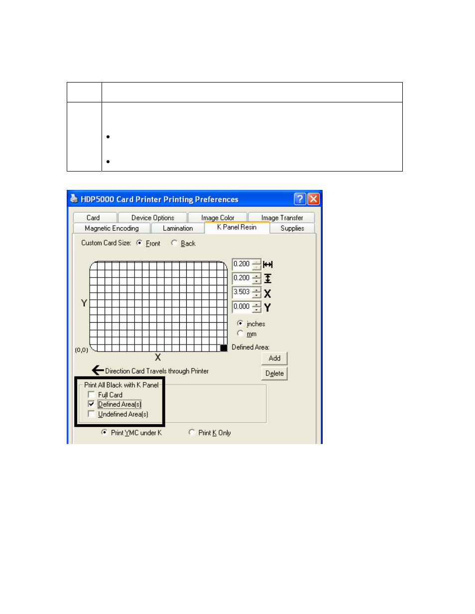 Selecting the defined area(s), Selecting the defined area(s) -95 | FARGO electronic HDP5000 User Manual | Page 300 / 401