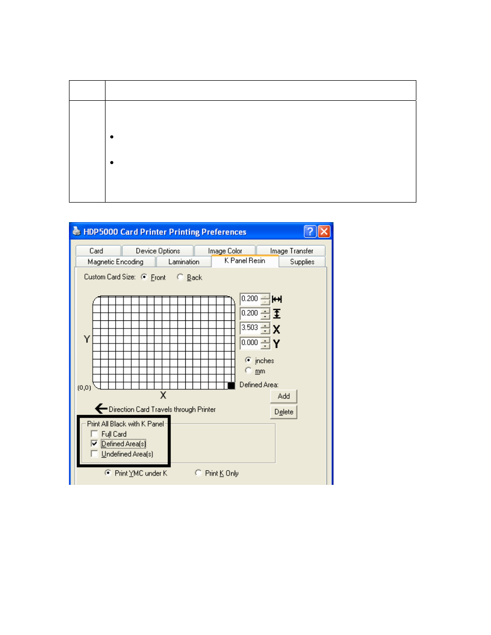 Defining the area to activate the card grid, Defining the area to activate the card grid -97 | FARGO electronic HDP5000 User Manual | Page 302 / 401