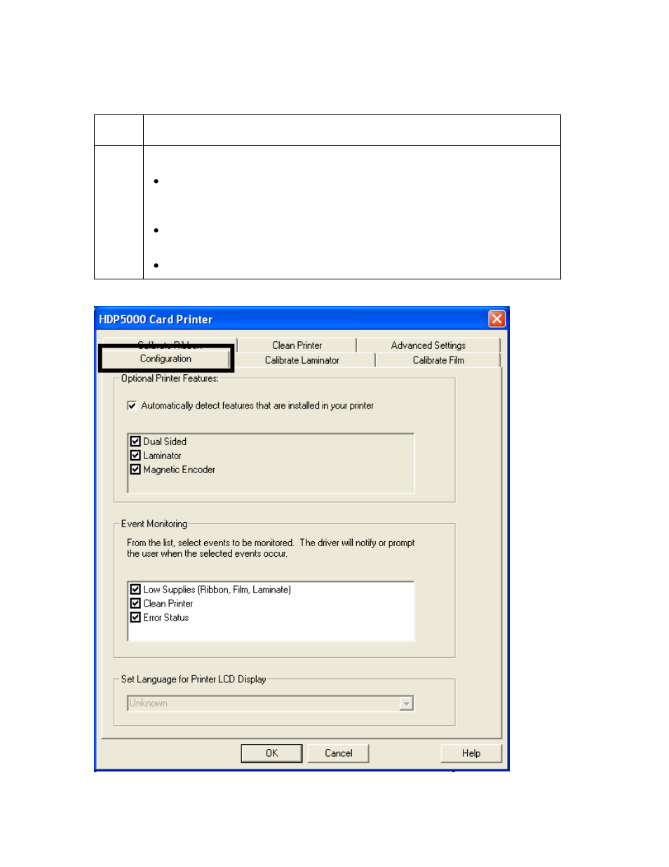 Selecting the configuration tab, Selecting the configuration tab -2 | FARGO electronic HDP5000 User Manual | Page 311 / 401