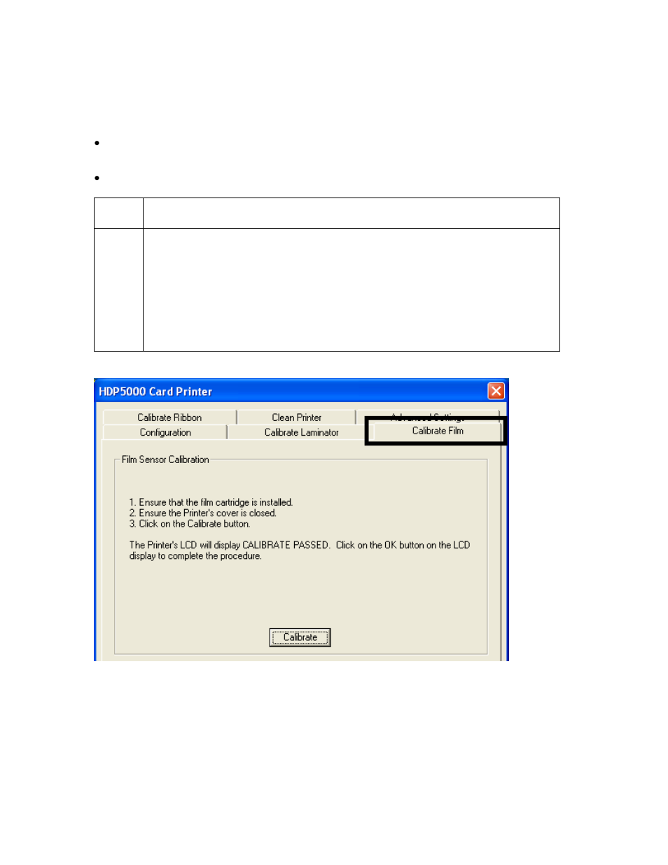 Selecting the calibrate film tab, Selecting the calibrate film tab -8 | FARGO electronic HDP5000 User Manual | Page 317 / 401