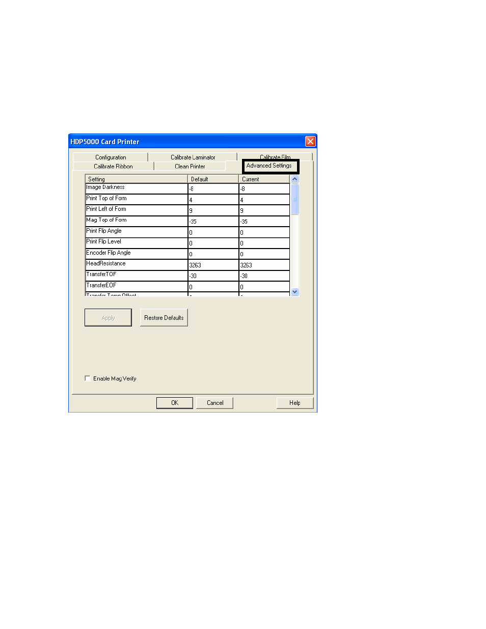 Selecting the advanced settings tab, Selecting the advanced settings tab -13 | FARGO electronic HDP5000 User Manual | Page 322 / 401