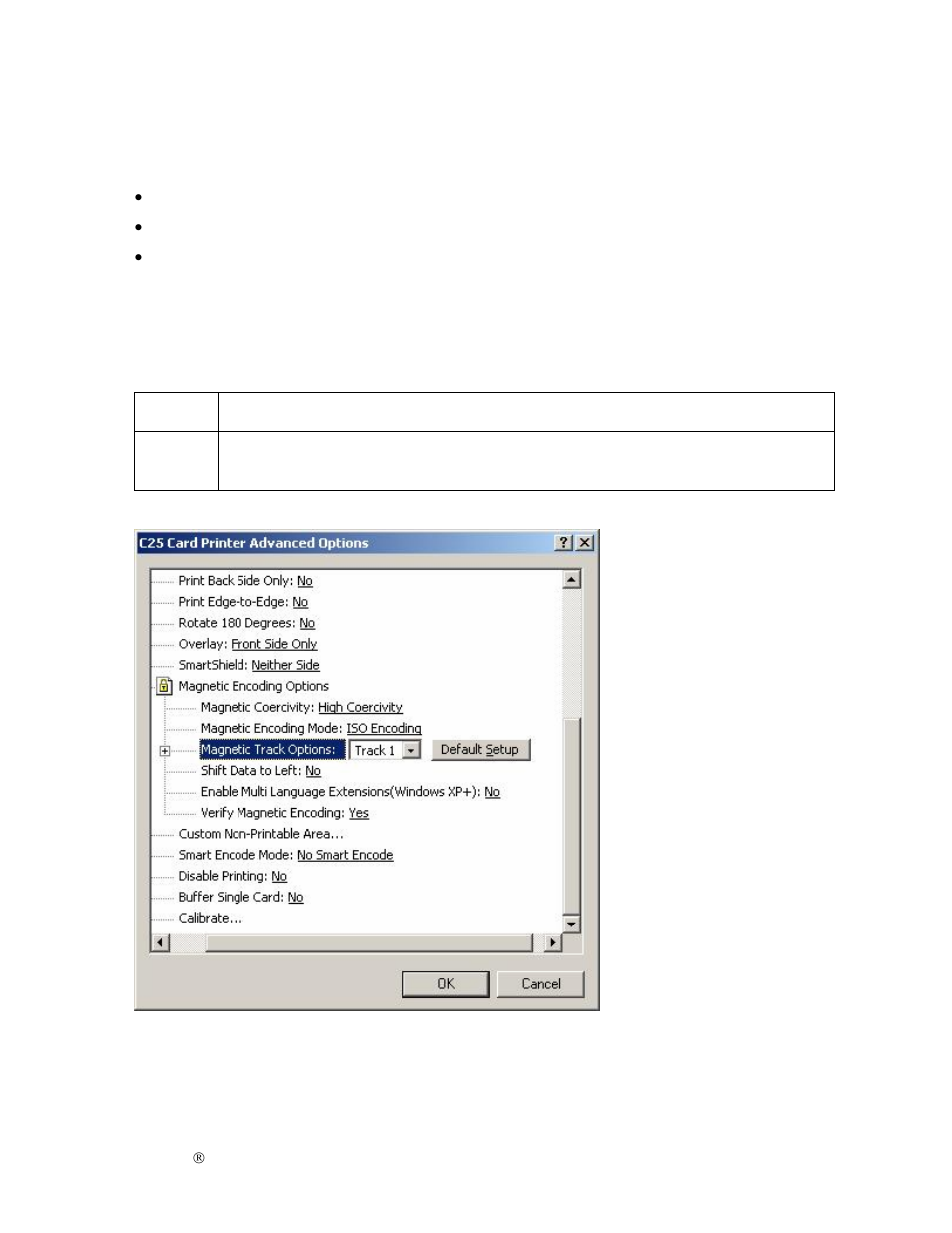 Selecting the magnetic track options | FARGO electronic S000256 User Manual | Page 107 / 181