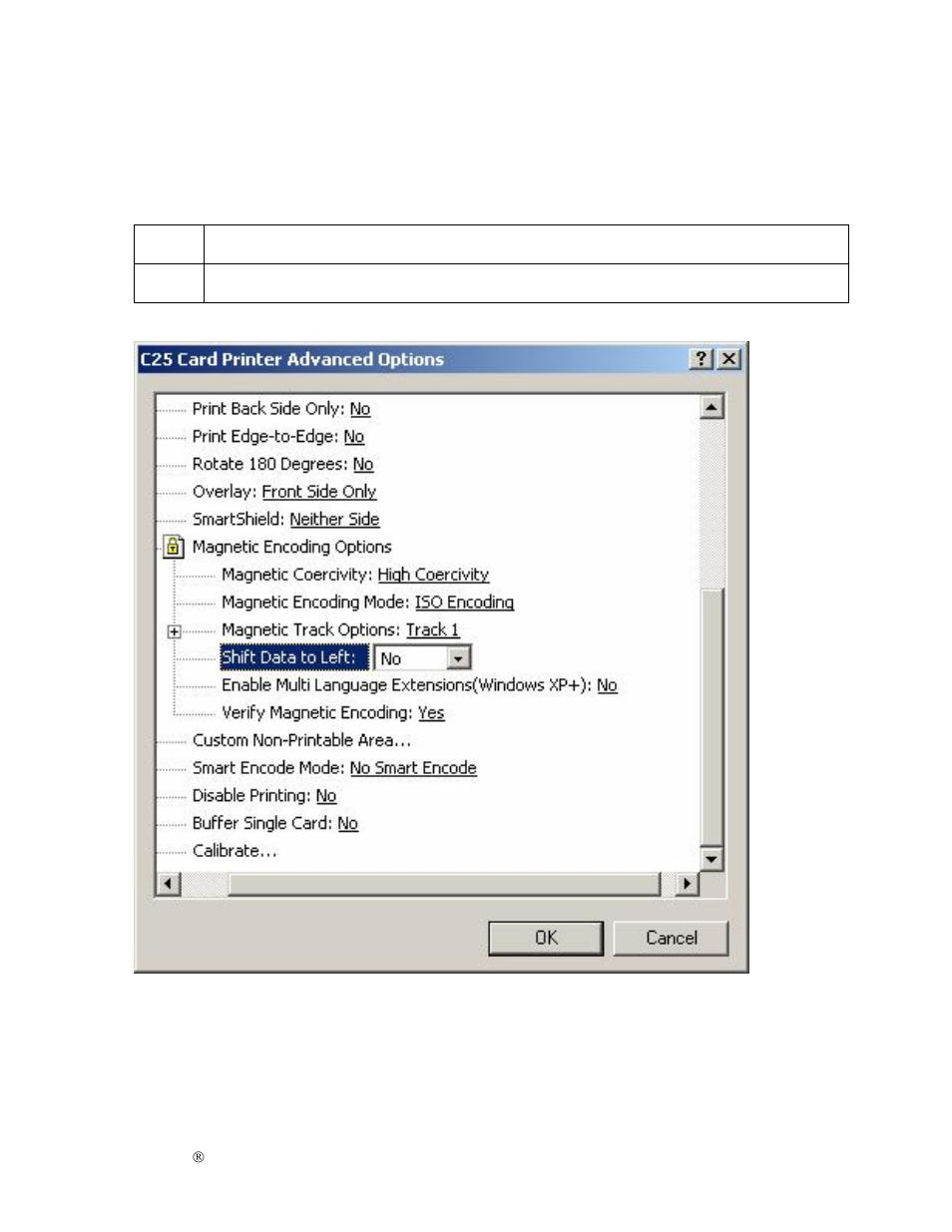 Selecting the shift data left option | FARGO electronic S000256 User Manual | Page 113 / 181