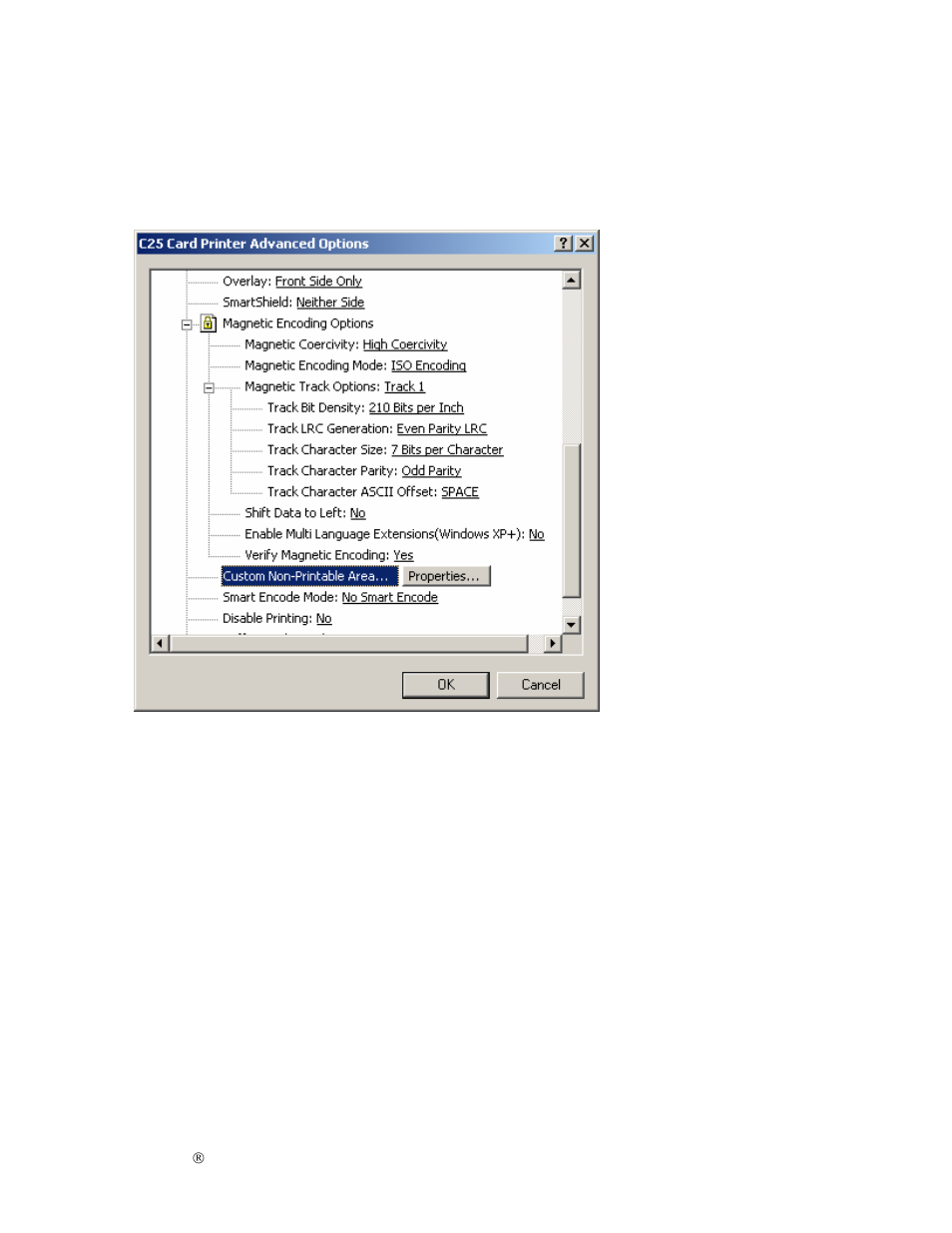 Selecting the custom non-printable area | FARGO electronic S000256 User Manual | Page 120 / 181