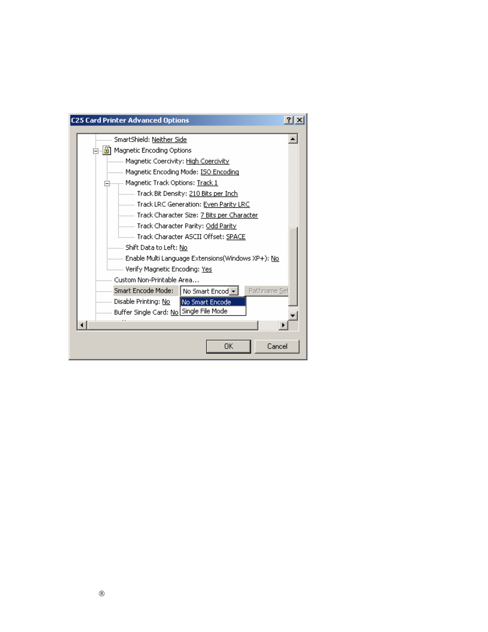 Selecting the smart encode mode option | FARGO electronic S000256 User Manual | Page 122 / 181