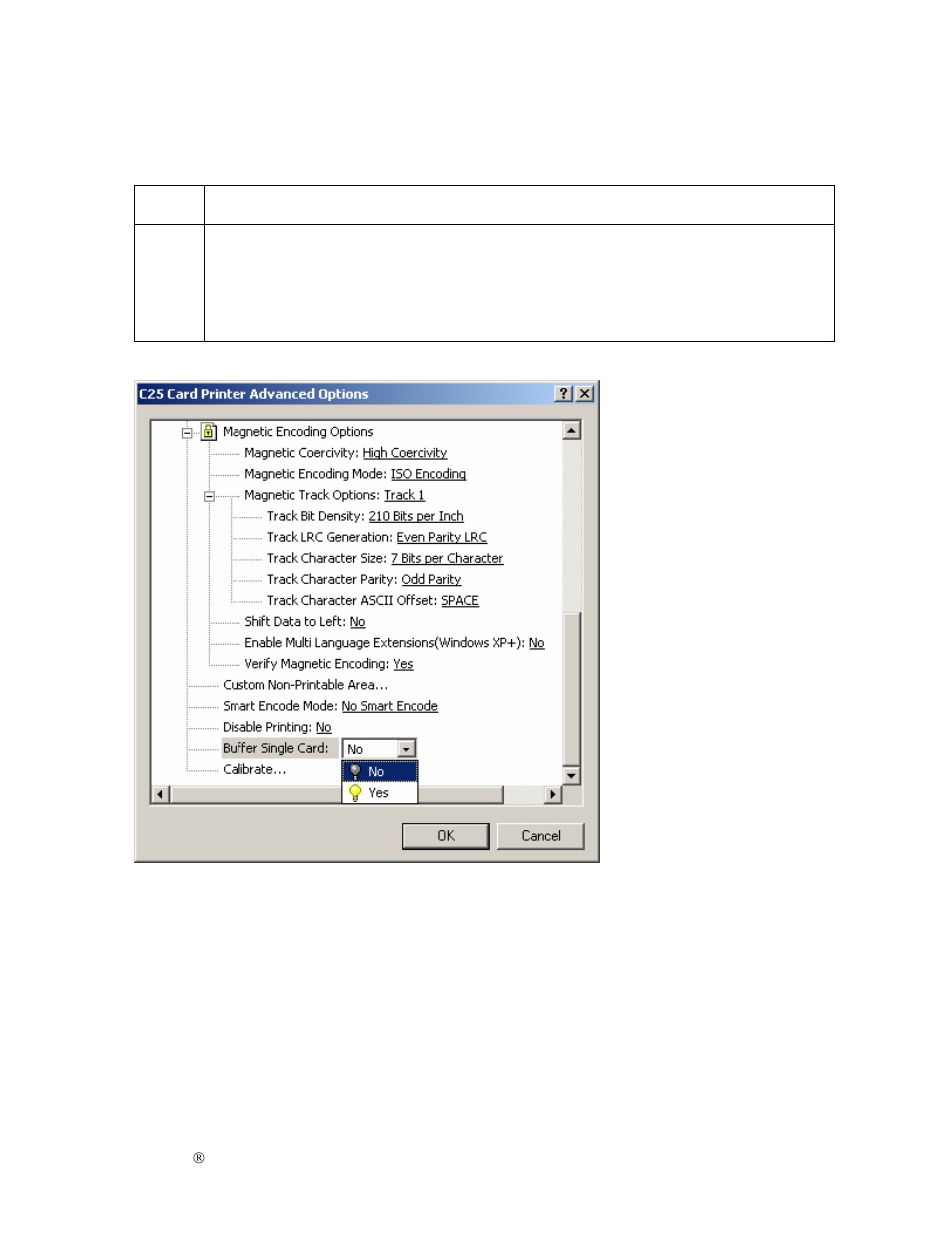 Selecting the buffer single card option | FARGO electronic S000256 User Manual | Page 124 / 181