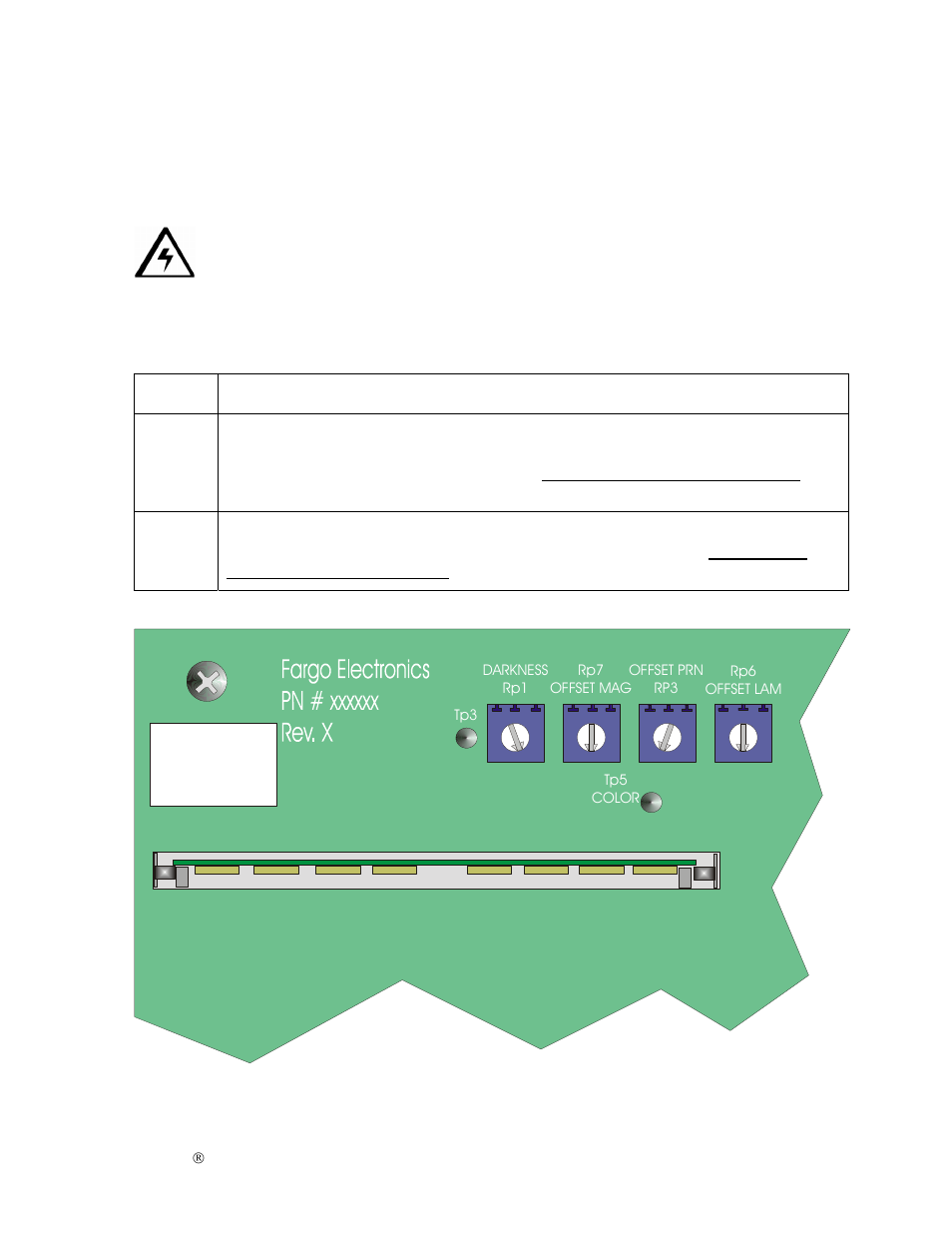 Card offset adjustments, Adjusting the card offset for the print station, Adjusting the rp3 card offset location | FARGO electronic S000256 User Manual | Page 68 / 181