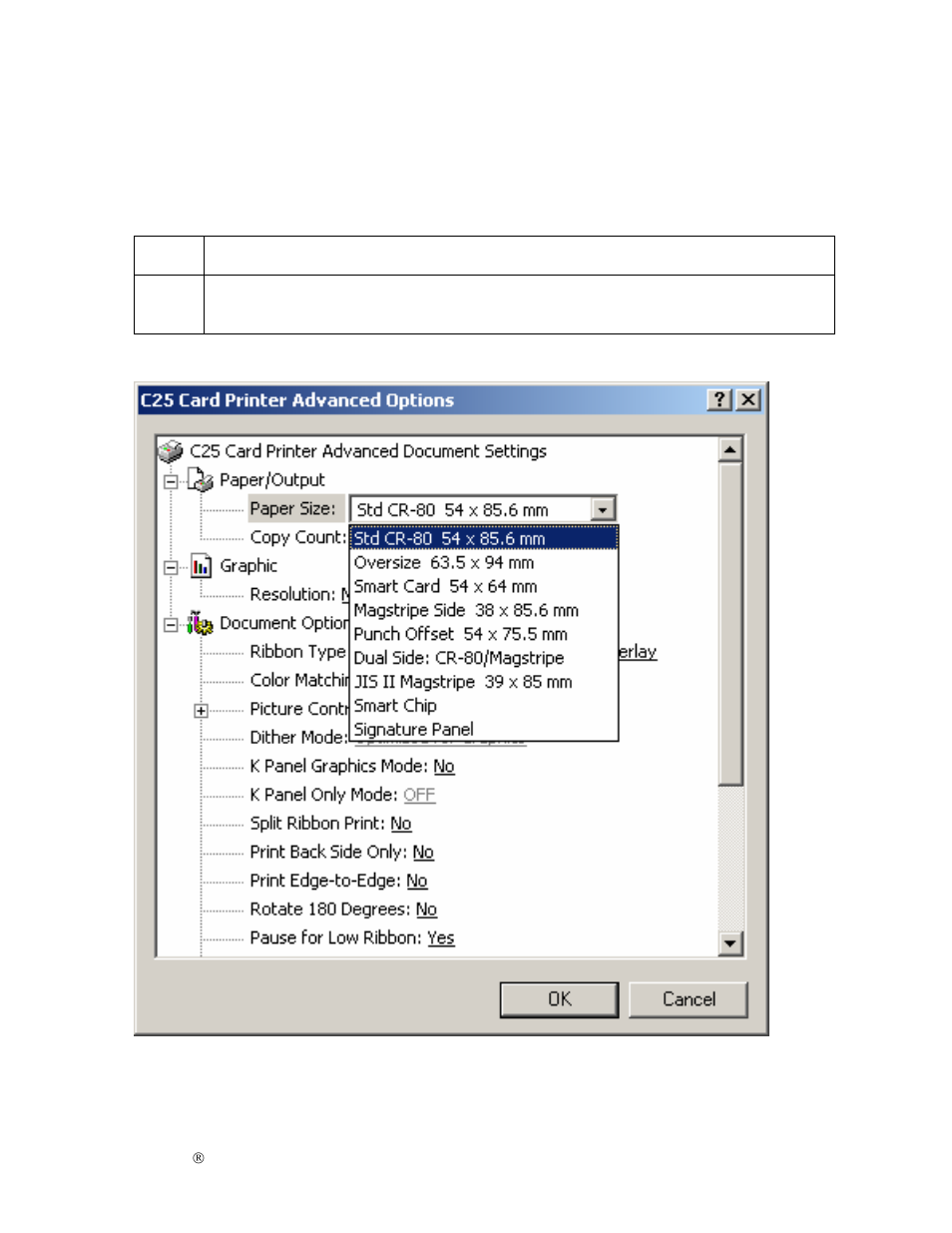 Determining paper/output, Selecting the card size | FARGO electronic S000256 User Manual | Page 80 / 181