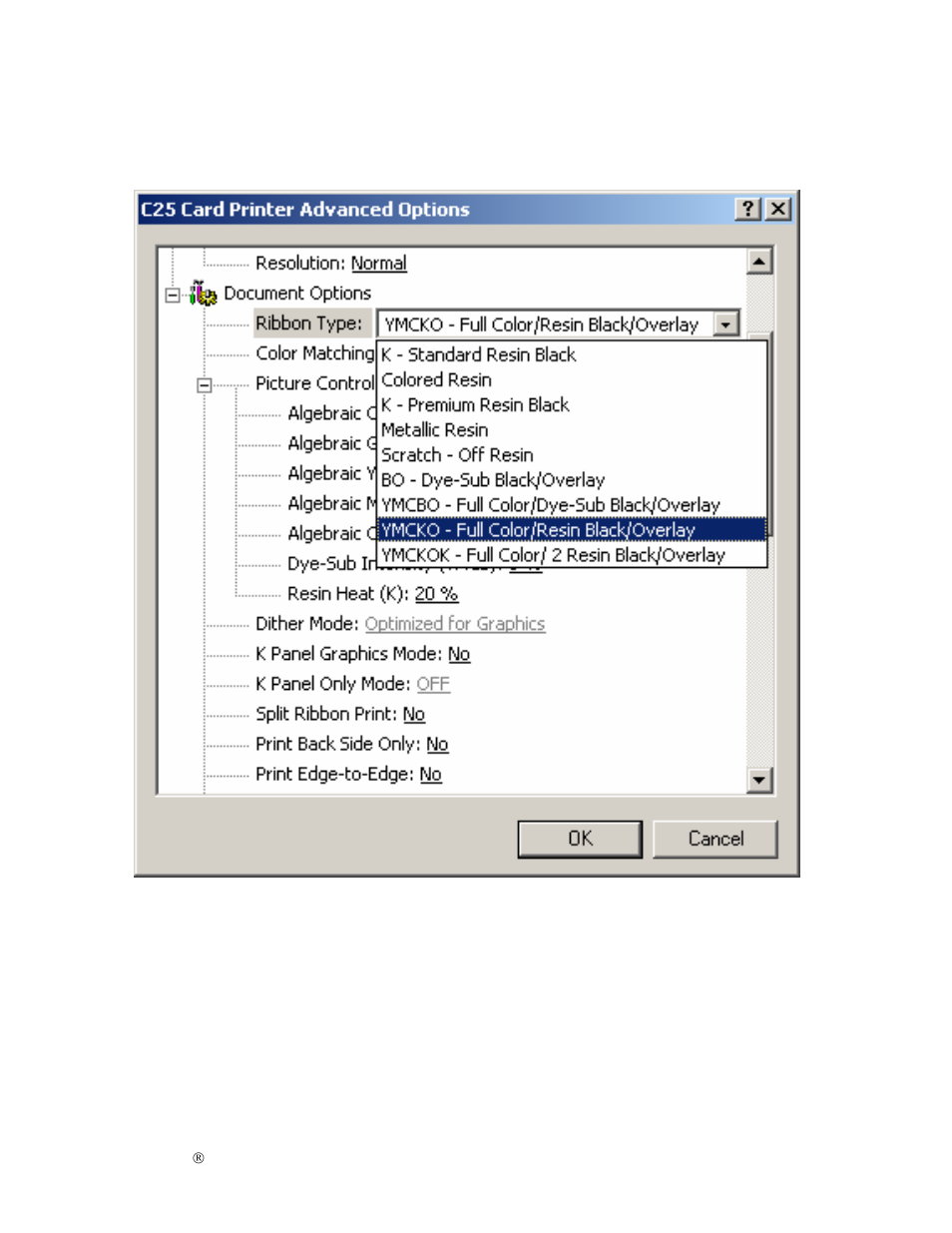 Selecting from the ribbon type options (continued) | FARGO electronic S000256 User Manual | Page 85 / 181