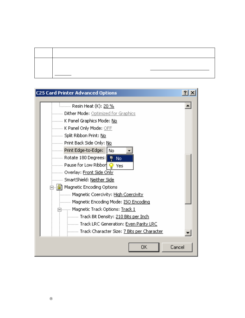 Selecting the print edge-to-edge option | FARGO electronic S000256 User Manual | Page 96 / 181