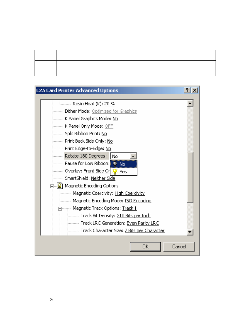 Selecting the rotate 180 degrees option | FARGO electronic S000256 User Manual | Page 97 / 181