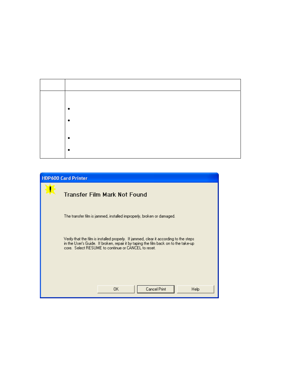 Transfer process errors, Resolving a transfer film mark not found error, Transfer process errors -50 | Resolving a transfer film mark not found error -50, Resolving a, Transfer film not installed error | FARGO electronic HDP600-LC CR100 User Manual | Page 150 / 432
