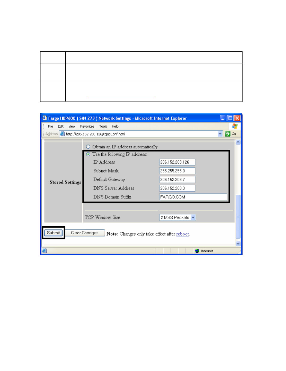 Changing to the static ip address mode (continued) | FARGO electronic HDP600-LC CR100 User Manual | Page 217 / 432