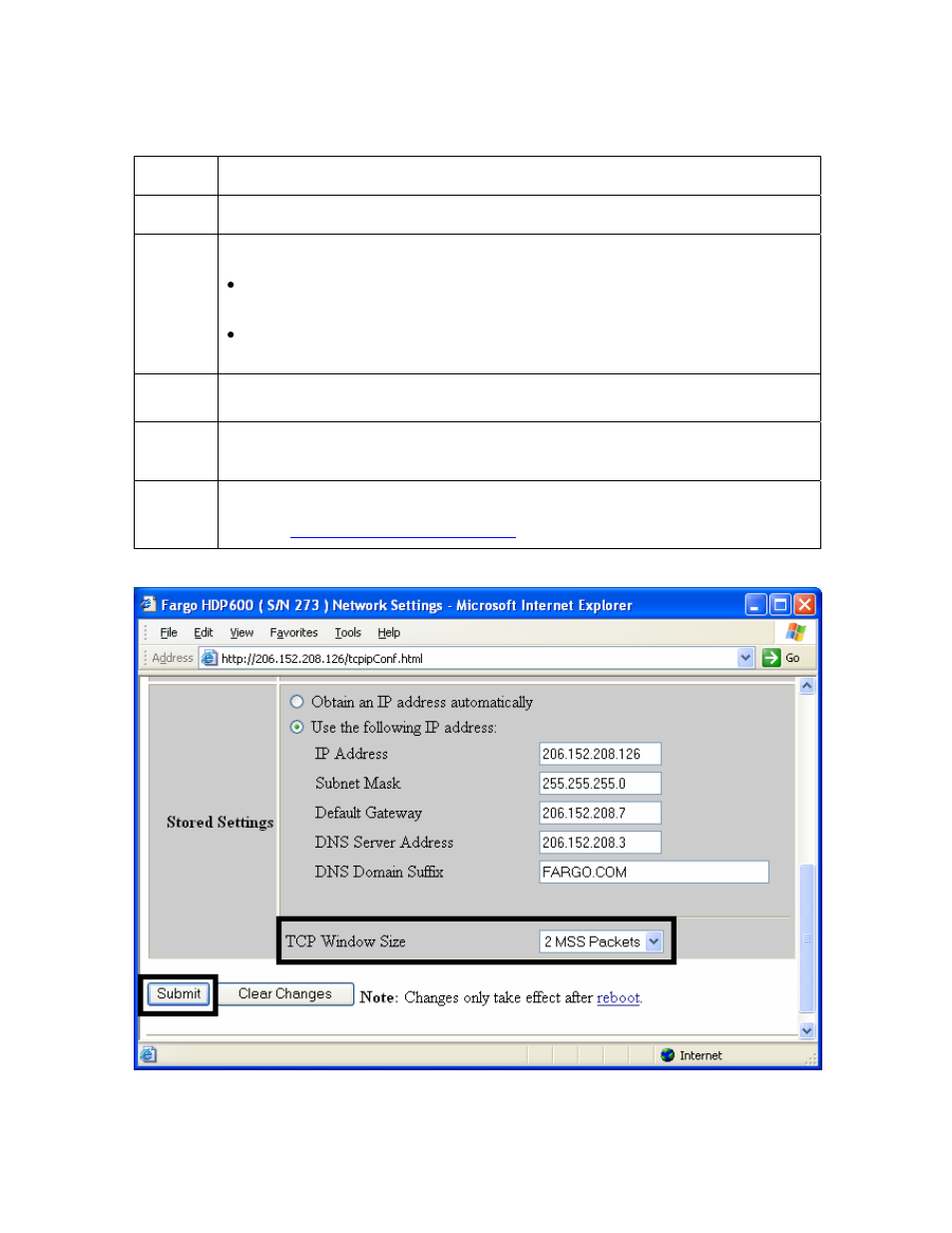 Entering the tcp window size, Entering the tcp window size -22 | FARGO electronic HDP600-LC CR100 User Manual | Page 218 / 432