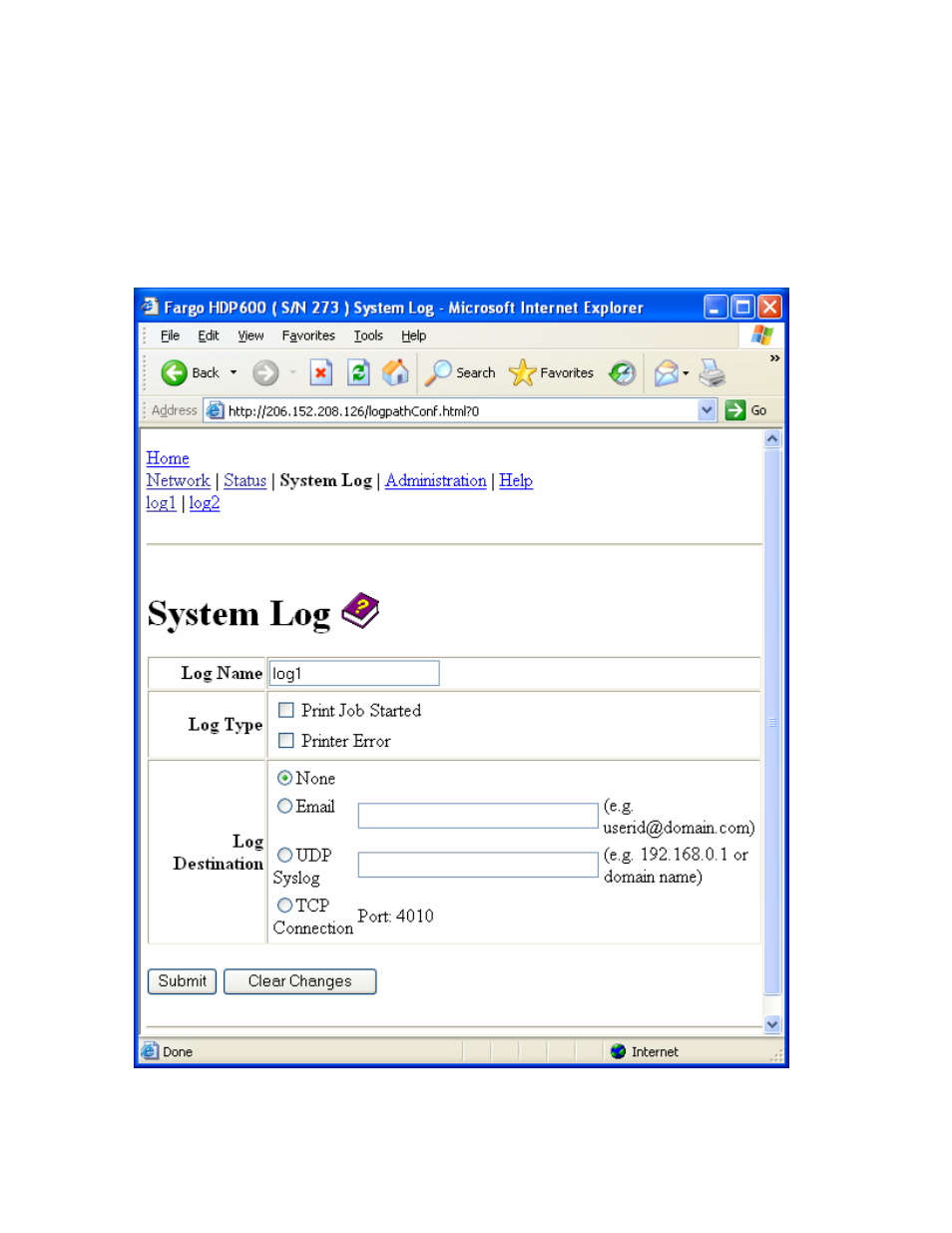 Using the system log page | FARGO electronic HDP600-LC CR100 User Manual | Page 224 / 432